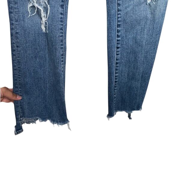 Mother The Insider Crop Step Chew Denim Distressed Jeans Size 25 - Picture 8 of 12